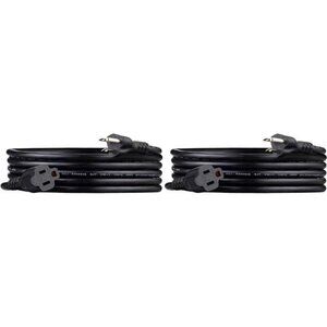Indoor Extension Cord, 13 Amps, 125V, 10 Foot, Black - Pack of 2